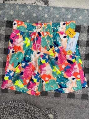 Cat & Jack Boys S 6/7 Swim Trunks Tropical NWT